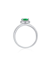 925 Sterling Silber Runder Smaragdring