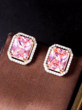 Rosa quadratische Roségold-Ohrringe