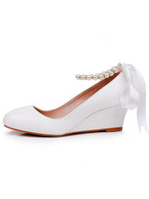 Runde Zehenpartie Plateau-Absatz Mary Jane Pumps