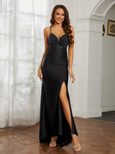 Strass Dekor Etui Kleid mit Schlitz Schwarz Übergröße