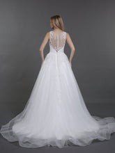 Spitze und Tüll Brautkleid mit Illusion Ausschnitt Elfenbein