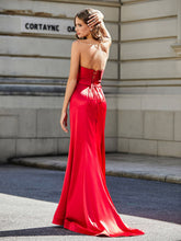 Trägerlos Spitze Oberteil Rücken Etui Kleid Rot