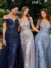 Spitze Oberteil Rücken Schulterfrei Tüllkleid Dunkelmarine