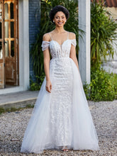 Spitze Oberteil Rücken Schulterfrei Tüllkleid Elfenbein