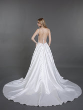 Spaghettiträger Einfach Satin Brautkleid Weiß