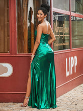 Ruched Etui/Spalte Bodenlänge Ballkleid mit Schlitz Dunkelgrün