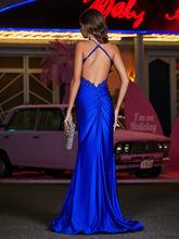 Offener Rücken Lang Meerjungfrau Kleid Königsblau