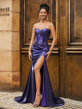 Plissee Korsett Oberteil Meerjungfrau Kleid mit Schlitz Regentschaft