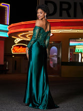 Hoher Schlitz Korsett Oberteil Stretch-Satin Kleid Dunkelgrün