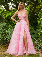 Korsett Oberteil Sweep-Zug A-Linie Kleid Bonbonrosa