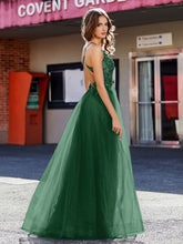 V-Ausschnitt Korsett Oberteil Tüll Kleid Dunkelgrün