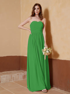 Chiffon lange trägerloser Ausschnitt Kleid für Bridemsids Grün
