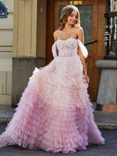 Schultefrei Rüschen Stufenrock Tüll Ballkleid Rosa