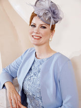 Elegant Spitze Vielseitig Kurz Jacke Staubiges Blau