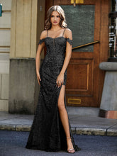 Bodycon Korsett Oberteil Hoher Schlitz Kleid Schwarz