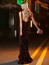 Meerjungfrau-Tief-V-Ausschnitt langes Abschlussballkleid Traube