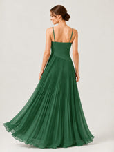 Plissiertes Chiffon Trägerkleid mit Gerafftem Wickeloberteil Ringelblume