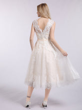 Illusion Ausschnitt Spitze Kurz Brautkleid mit Bowknot Champagner