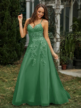 Herzform Applique Oberteil Sweep-Zug Kleid Smaragd Übergröße