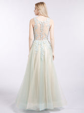 Illusion Ausschnitt Zwei Farben Tüll Kleid Champagner