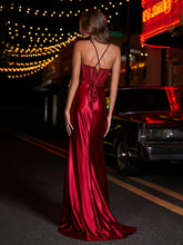 Korsett Oberteil Meerjungfrau Satin Kleid Burgunderrot