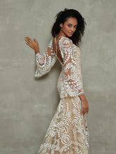 Boho Spitze Meerjungfrau Brautkleider mit langen Ärmeln As Pictures