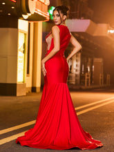 Schimmernd Strasssteinen Besetzt Meerjungfrau Ballkleid Burgunderrot