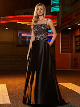 Abschlussballkleid mit verstärktem Oberteil und Tasche Schwarz