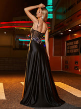 Abschlussballkleid mit verstärktem Oberteil und Tasche Schwarz