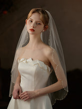 Short One-tier Crystal Bead Wedding Veil