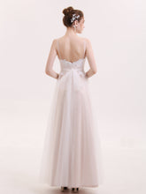 Herz-Ausschnitt Spaghettiträger Tüll Kleid Champagner