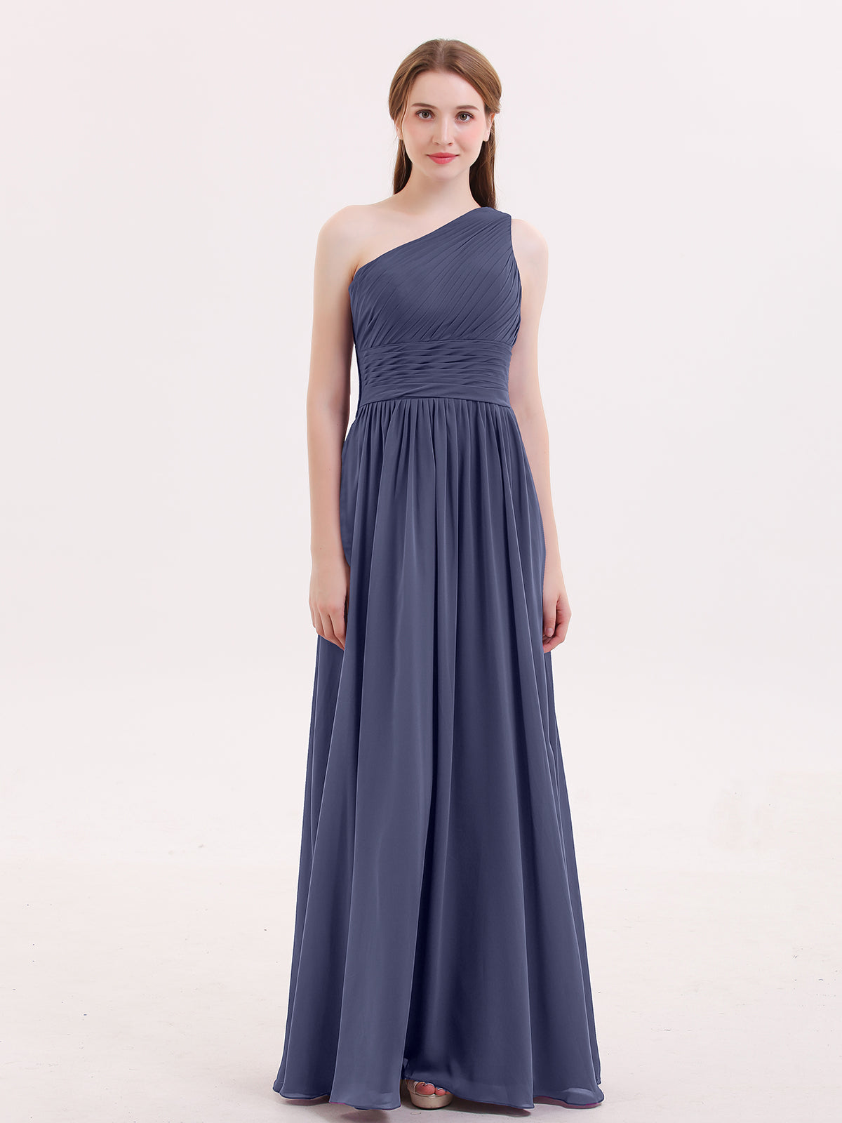 Eine Schulter Chiffon lange Bridemaid Kleider Sturm Hermosa | BABARONI –  BABARONI DE