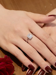 Glänzender Rechteck-Zirkon-Verlobungsring aus 925 Sterling Silber