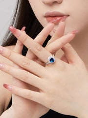 Sterling Silber Ovaler königsblauer Saphirring