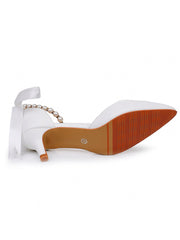 Spitze Zehenpartie Kitten Heels Knöchelriemen Hochzeitsschuhe