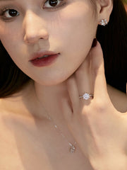 S925 Rundschliff Glänzender Stern Verlobungsring