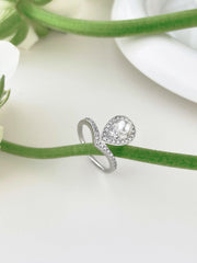 Wassertropfen-Perle Crowning Love Hochzeitsschmuckring in S925