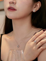 Glänzender Rechteck-Zirkon-Verlobungsring aus 925 Sterling Silber