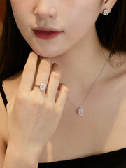 Glänzender Rechteck-Zirkon-Verlobungsring aus 925 Sterling Silber