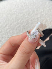 925 Sterling Silber Crushed Ice Birnenförmiger weißer Edelstein-Ehering