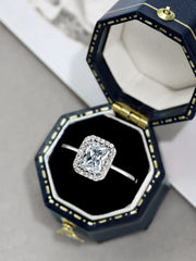 Glänzender Rechteck-Zirkon-Verlobungsring aus 925 Sterling Silber