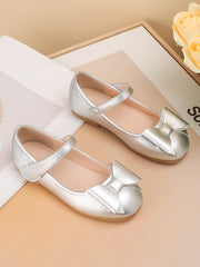 Silberfarbene Prinzessinnenschuhe mit Schleife für Mädchen