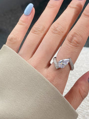 925 Sterling Silber Crushed Ice Birnenförmiger weißer Edelstein-Ehering