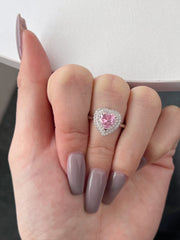 Herzformiger Pink Zirkon Sterling Silber Ring