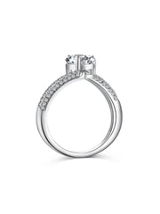 925 Sterling Silber Crushed Ice Birnenförmiger weißer Edelstein-Ehering