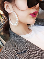 Vintage übergroße Perlen-Hoop-Ohrringe