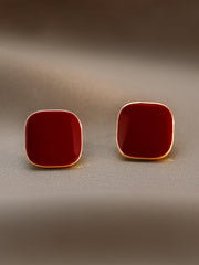 Einfache burgunderrote quadratische Ohrringe
