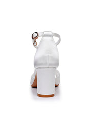 Peep Toe Knöchelriemen Brautblockabsatz Sandalen