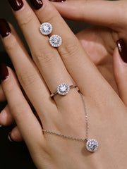 Einfacher runder funkelnder Verlobungsring aus 925 Sterling Silber