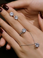 S925 Rundschliff Glänzender Stern Verlobungsring